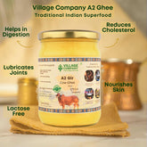 Premium A2 Cow Desi Ghee By Village Company | Rich In Nutrients Calcium & Iron Pure Healthy Desi Cow Ghee For Hair | (1 Litr) 33.8 Ounce | Jar Pack